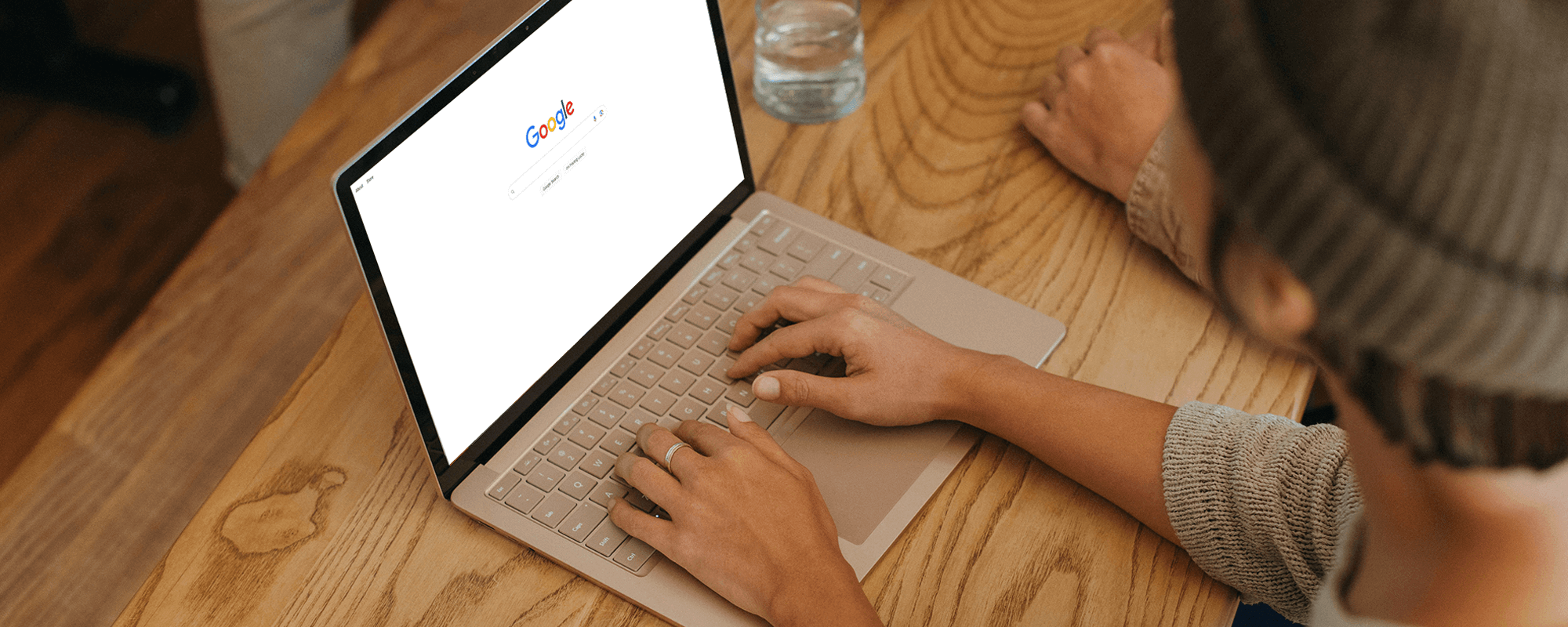 Using a laptop to search on Google 