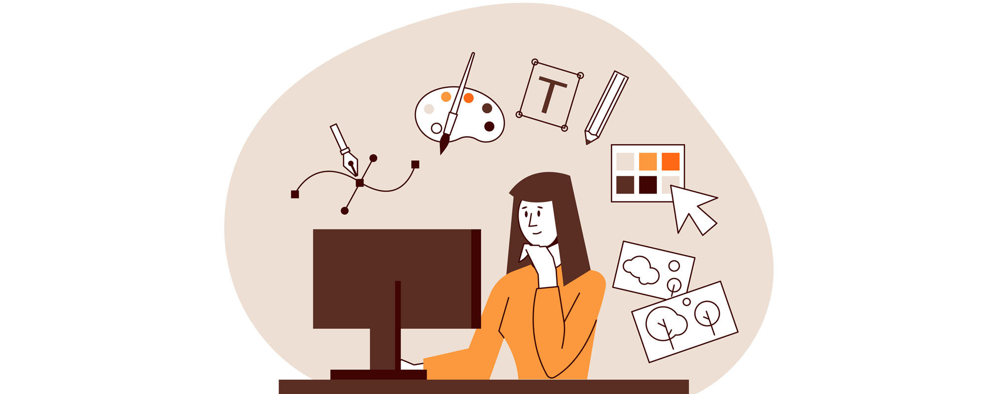 Infographic of lady at a computer