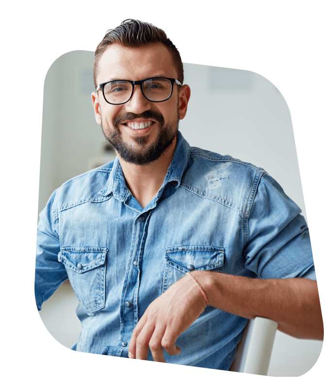 Smiling man on a chair