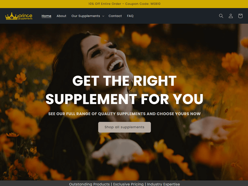 Prince Supplements website sample